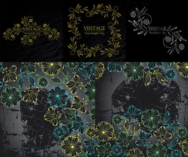 Fashionable pattern vectors hand-painted material
