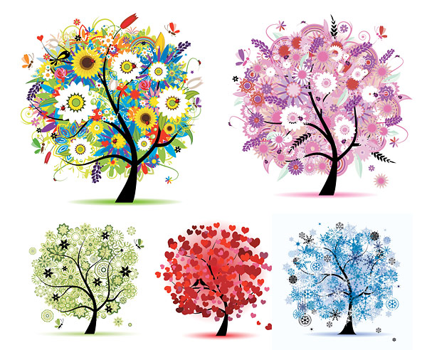 Seasons tree vector material