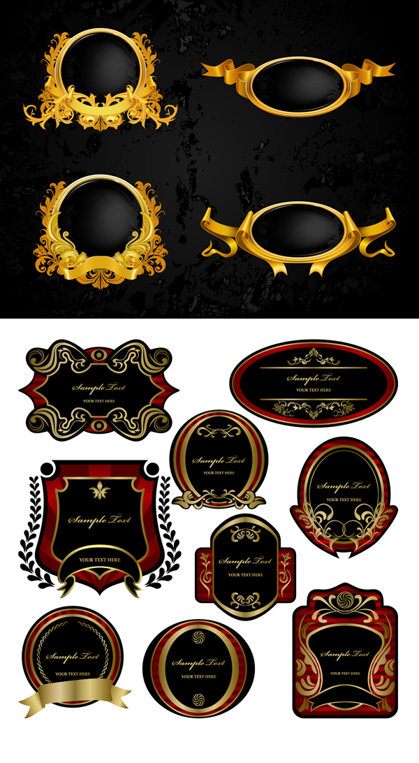 Gorgeous European-style bottle stickers Vector