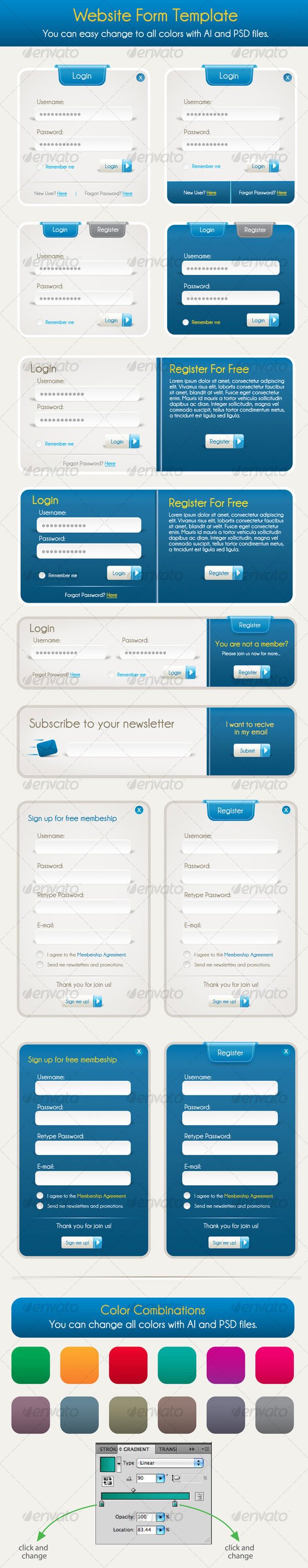 Vector register and login form