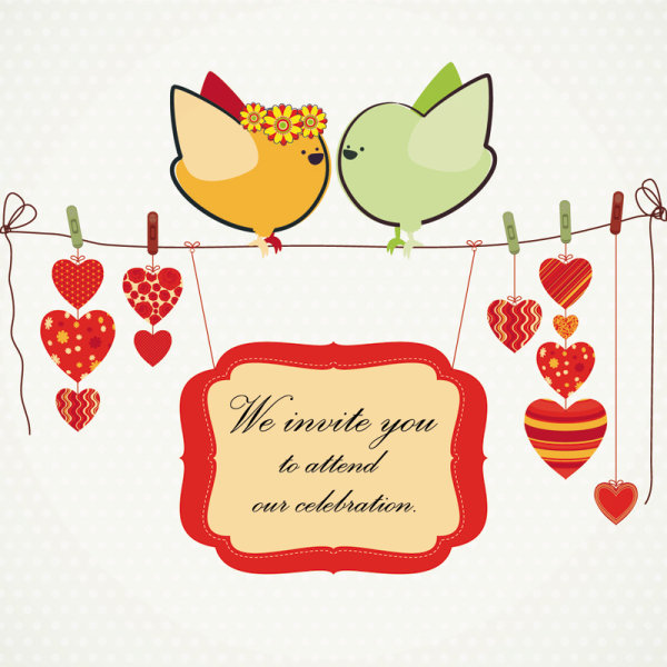 Hand-drawn illustrations of love birds 02-- vector material