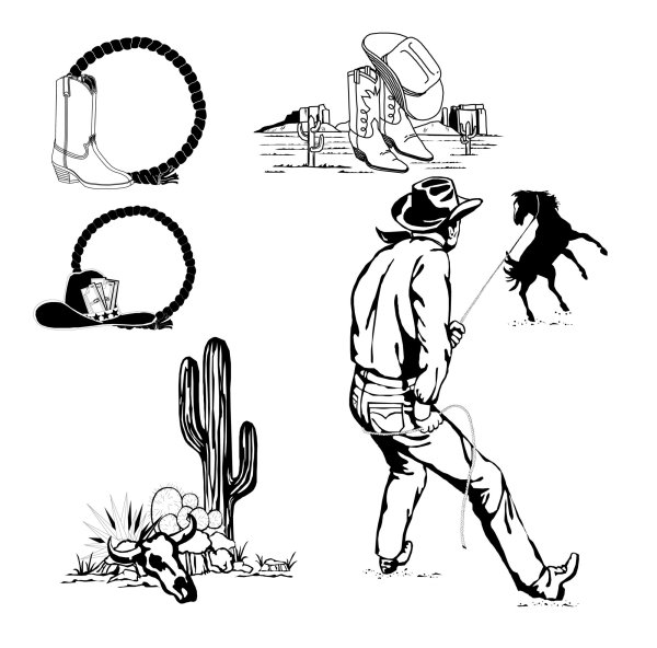 Wrangler black and white vector material