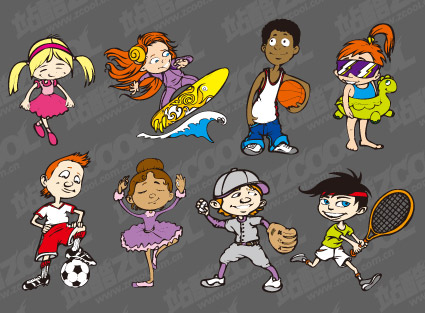 Sports cartoon character vector material