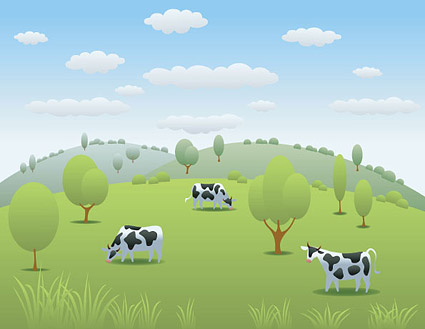 cow pasture Vector 