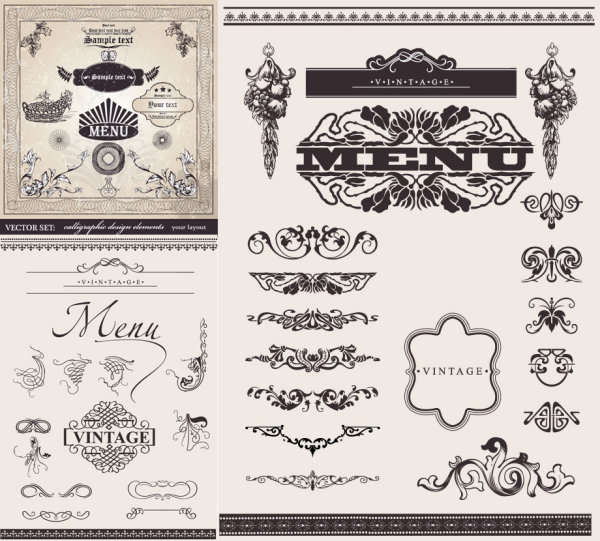 European decorative lace pattern vector material