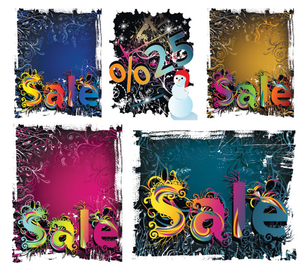 Winter discount sales vector material
