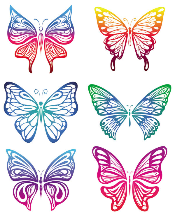 Butterfly paper cutting - vector