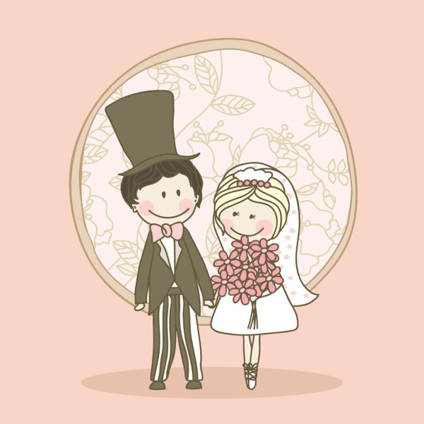 Cartoon-style wedding elements 04-- vector material