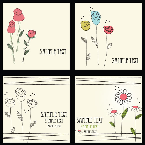 Lovely flowers vector material -1