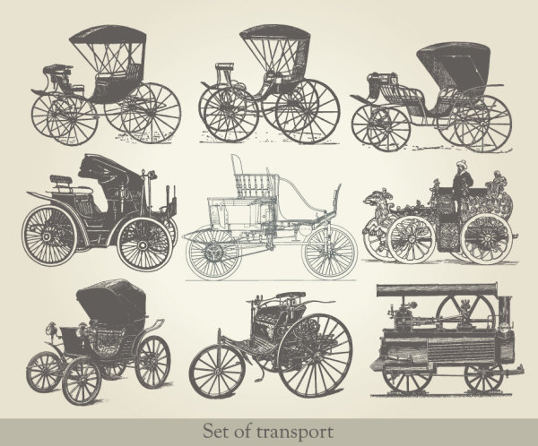 European old-fashioned means of transport 02 - vector