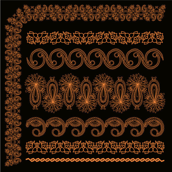 Orange lace vector material -1