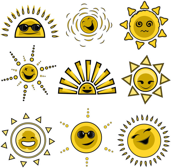 Cartoon sun image 01 - vector