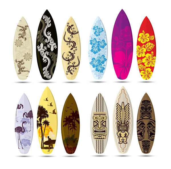 Surfboard pattern vector material