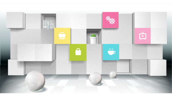 Three-dimensional space for creative business background vector material -1