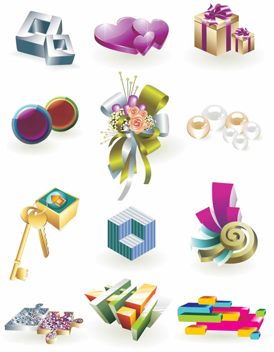 3D lifestyle art icon vector material