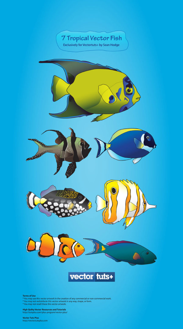 Cartoon marine fish - vector material