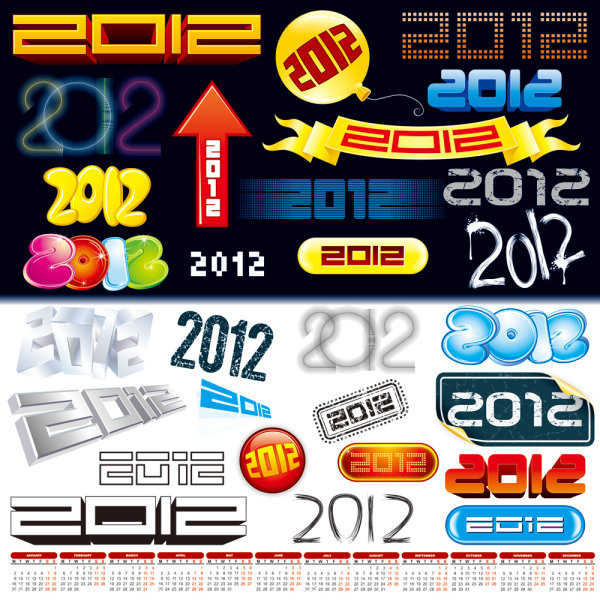 2012 font design - vector material
