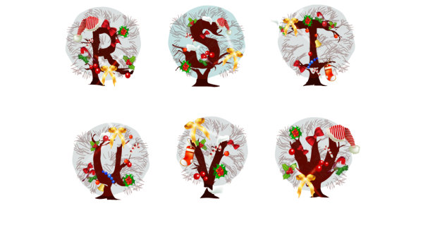 Christmas letters Tree 05 - Vector