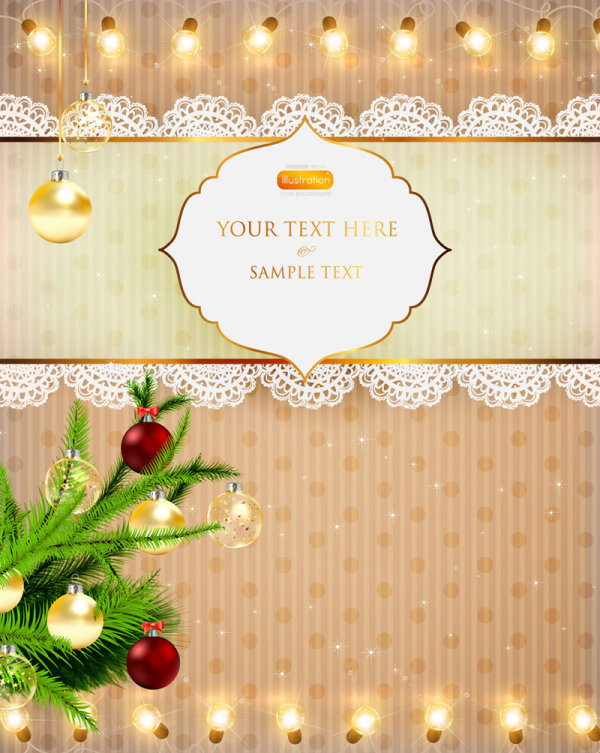 Bright Christmas lights background 04 - vector material