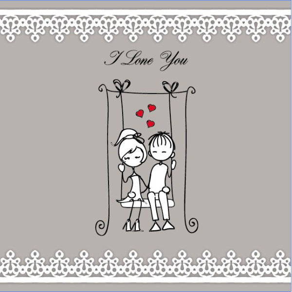 Line art illustration Valentine 05 - vector material