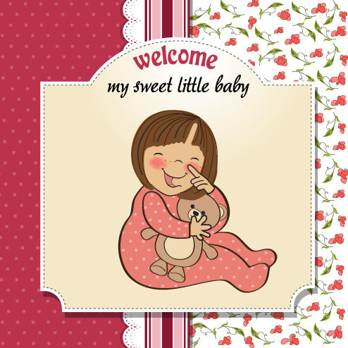 Cartoon baby card 01 - vector material