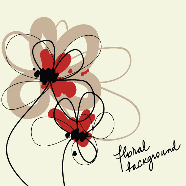 Stylish hand-painted flowers vector material -4