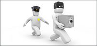 3D police and the little thieves picture material