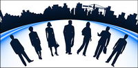 Business people and urban construction silhouette