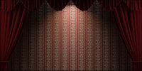 Continental patterns of red curtain and the wall picture material