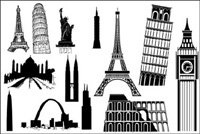 Famous foreign buildings vector material