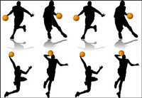 People silhouette Vector of basketball