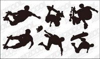 6 skateboard action figures vector material