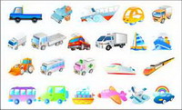 Vector ships, airplanes, cars, ambulances