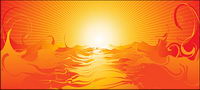 Cool sea sunset vector material