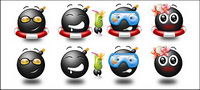 Summer theme of black head cute face computer icon png