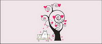 Heart-shaped cartoon trees vector elements