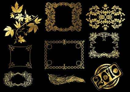 12 gold lace pattern vector material
