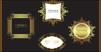 European gold border pattern vector material