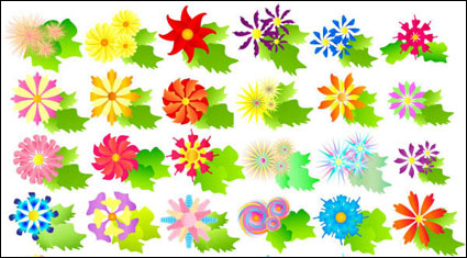 Colorful flowers vector of material			
