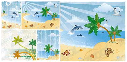 Vector cartoon beach scenery