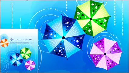 Fashion printed umbrellas design background vector material -2