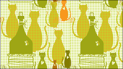 Cat cartoon background 02-- vector material