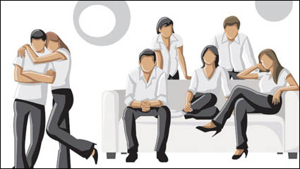 Photo of young men and women vector material -3