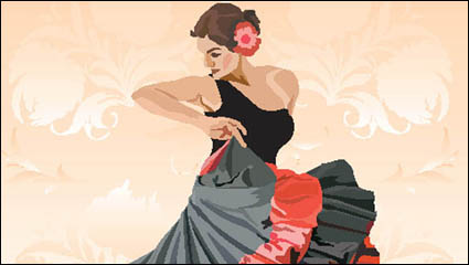 Exquisite cartoon dancer 01 - vector