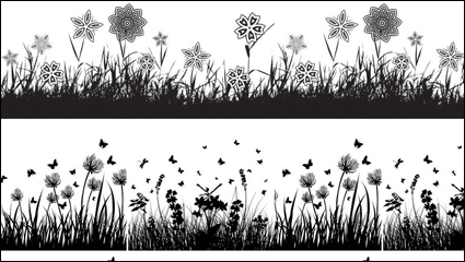 Flora silhouette vector material