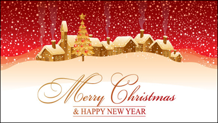 Cartoon Christmas house background 04 - vector