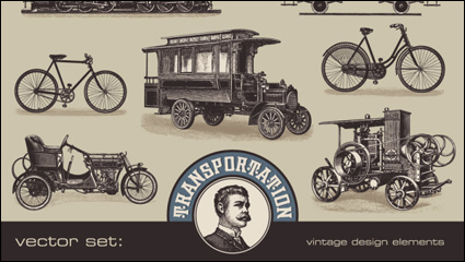 European and American retro transport 02 - vector material