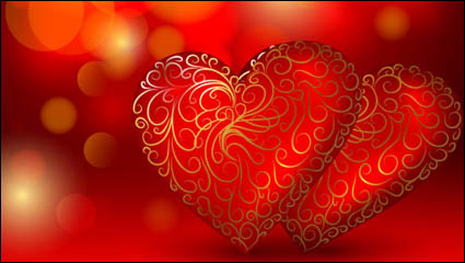 Beautiful red heart background - vector material