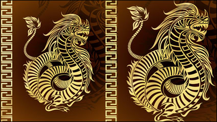 Year of the Dragon patterns 02 - vector material
