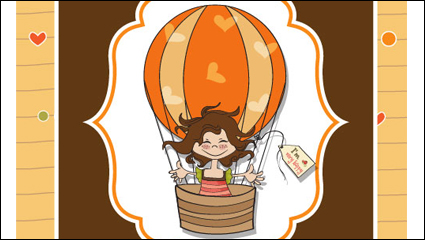 Cute girl card 02 - vector material